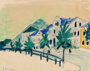 Hauser mit Allee by Ernst Ludwig Kirchner Oil Painting