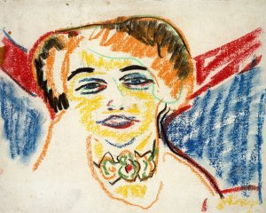 Head of a Woman by Ernst Ludwig Kirchner Oil Painting