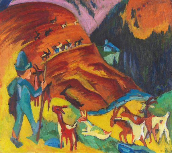 Main Product Photo of Heimkehrende Ziegenherde  Painting by Ernst Ludwig Kirchner