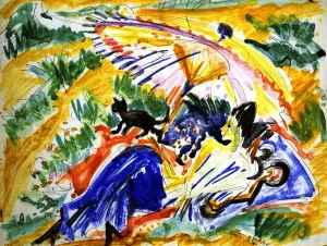 Im Sonnenbad by Ernst Ludwig Kirchner - Oil Painting Reproduction