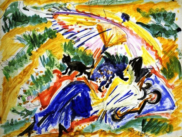 Im Sonnenbad by Ernst Ludwig Kirchner - Hand-Painted Oil Painting Reproduction