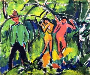 In the Forest by Ernst Ludwig Kirchner - Oil Painting Reproduction