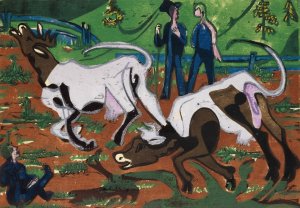 Kuhe im Fruhling by Ernst Ludwig Kirchner Oil Painting