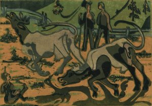 Kuhe Im Fruhling by Ernst Ludwig Kirchner Oil Painting