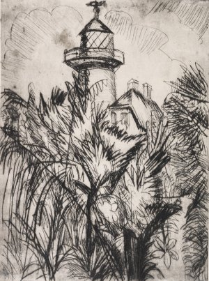 Leuchtturm im Grunen, Fehmarn by Ernst Ludwig Kirchner Oil Painting