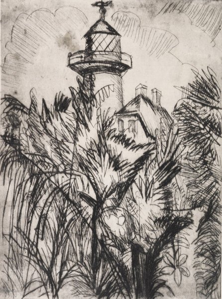 Leuchtturm im Grunen, Fehmarn  by Ernst Ludwig Kirchner - Hand-Painted Oil Painting Reproduction