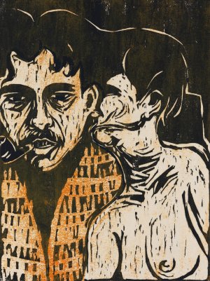 Maler und Modell - Dichter und Weib by Ernst Ludwig Kirchner Oil Painting