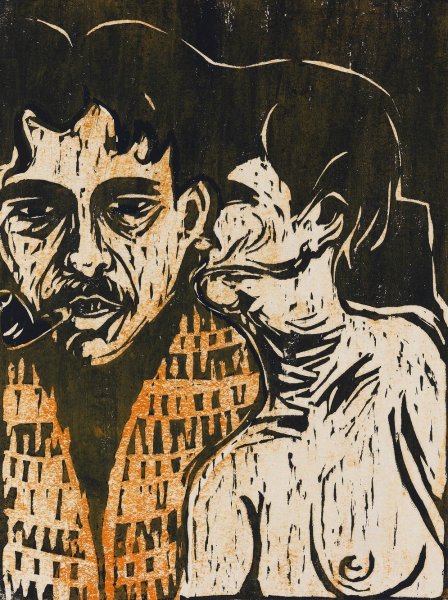 Maler und Modell - Dichter und Weib  by Ernst Ludwig Kirchner - Hand-Painted Oil Painting Reproduction