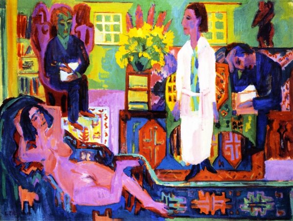 Moderne Boheme by Ernst Ludwig Kirchner - Hand-Painted Oil Painting Reproduction