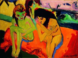 Nackte Madchen unterhalten sich by Ernst Ludwig Kirchner Oil Painting