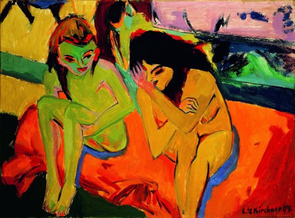 Main Product Photo of Nackte Madchen unterhalten sich Painting by Ernst Ludwig Kirchner