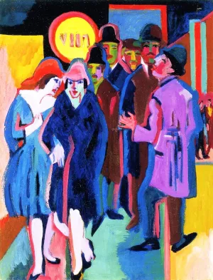 Nocturnal Street Scene by Ernst Ludwig Kirchner Oil Painting