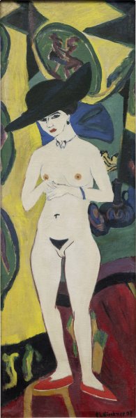 Main Product Photo of Nude with Hat  Painting by Ernst Ludwig Kirchner