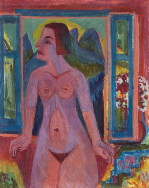 Main Product Photo of Nude Woman at window  Painting by Ernst Ludwig Kirchner