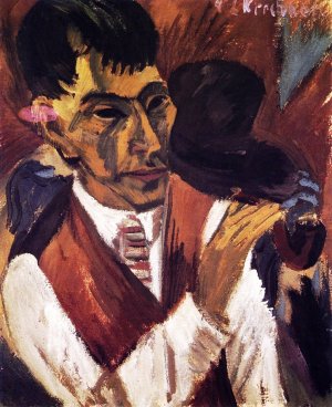 Otto Mueller with Pipe Oil painting by Ernst Ludwig Kirchner