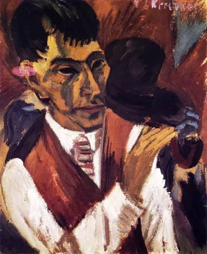 Otto Mueller with Pipe by Ernst Ludwig Kirchner - Oil Painting Reproduction