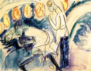Pantomime Reimann 3 by Ernst Ludwig Kirchner Oil Painting