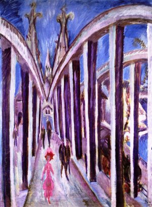 Reheinbrucke Oil painting by Ernst Ludwig Kirchner