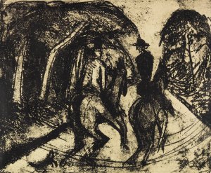 Reiter im Grunewald by Ernst Ludwig Kirchner Oil Painting