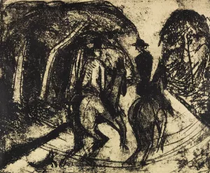 Reiter im Grunewald by Ernst Ludwig Kirchner Oil Painting