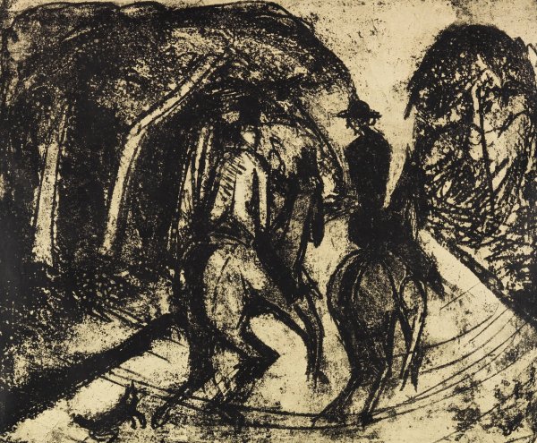 Main Product Photo of Reiter im Grunewald  Painting by Ernst Ludwig Kirchner