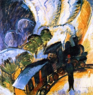 Rhatische Bahn, Davos Oil painting by Ernst Ludwig Kirchner
