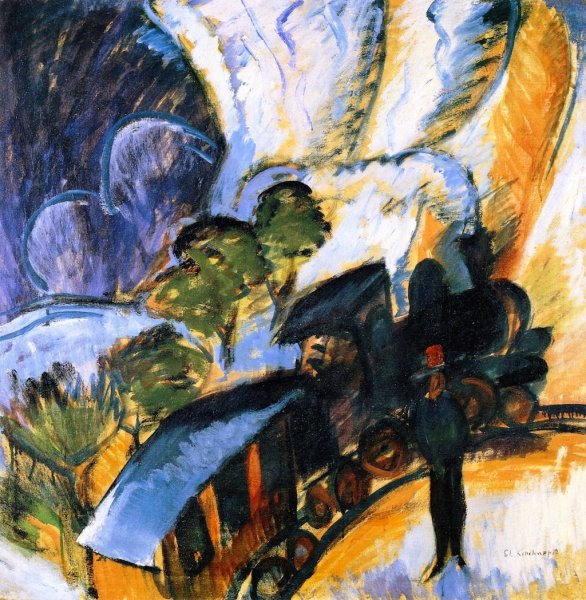 Main Product Photo of Rhatische Bahn, Davos Painting by Ernst Ludwig Kirchner