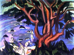 Roter Baum am Strand by Ernst Ludwig Kirchner - Oil Painting Reproduction