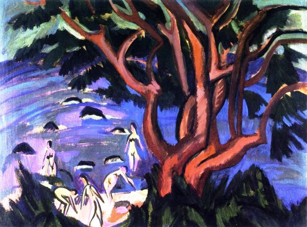 Roter Baum am Strand by Ernst Ludwig Kirchner - Hand-Painted Oil Painting Reproduction