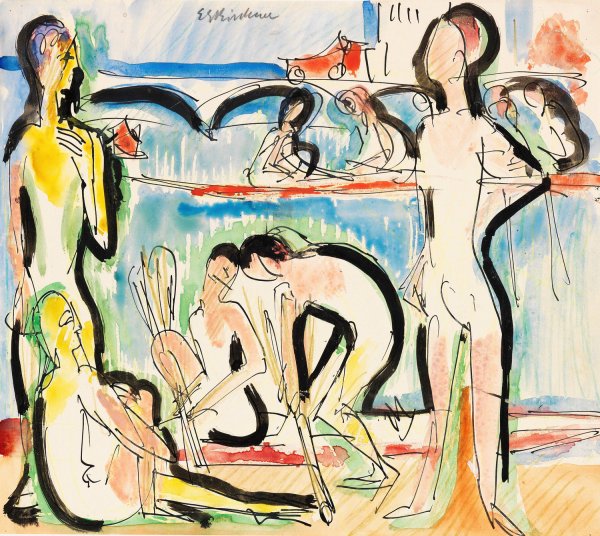 Ruderer  by Ernst Ludwig Kirchner - Hand-Painted Oil Painting Reproduction