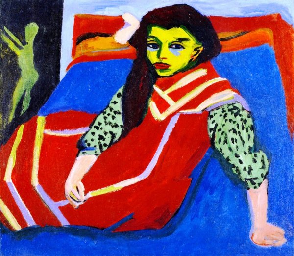 Main Product Photo of Seated Girl Franzi Fehrmann Painting by Ernst Ludwig Kirchner