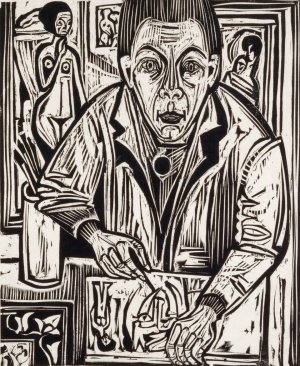 Selbstbildnis, holzschneidend by Ernst Ludwig Kirchner Oil Painting