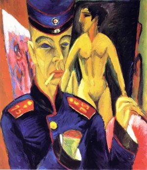 Self-Portrait as a Soldier by Ernst Ludwig Kirchner Oil Painting
