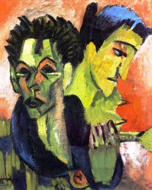 Self-Portrait, Double Portrait by Ernst Ludwig Kirchner - Oil Painting Reproduction