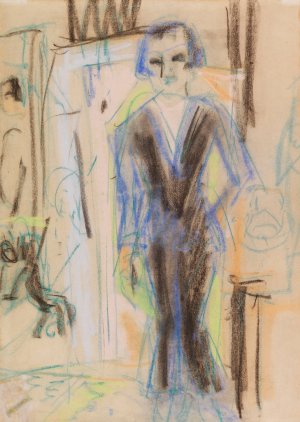 Stehende Dame im Abendkleid by Ernst Ludwig Kirchner Oil Painting