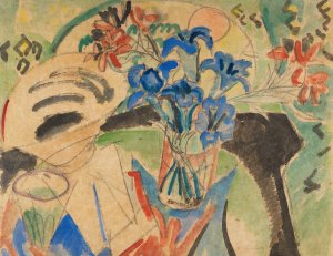Stilleben mit Enzian und Turkenbund by Ernst Ludwig Kirchner Oil Painting