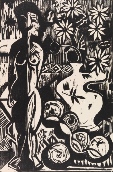 Stilleben mit Plastik  by Ernst Ludwig Kirchner - Hand-Painted Oil Painting Reproduction