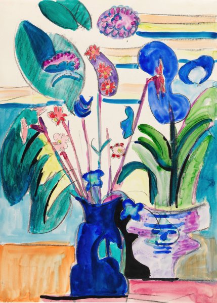 Stillleben mit Calla  by Ernst Ludwig Kirchner - Hand-Painted Oil Painting Reproduction