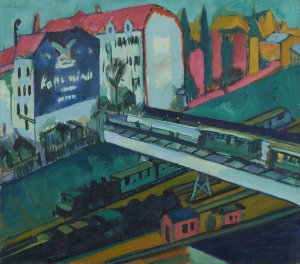 Strasenbahn und Eisenbahn Oil painting by Ernst Ludwig Kirchner