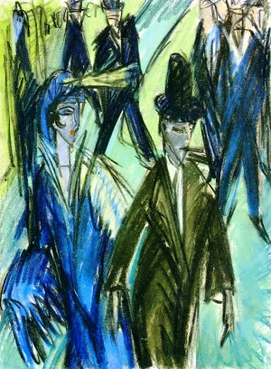 Street Scene by Ernst Ludwig Kirchner - Oil Painting Reproduction