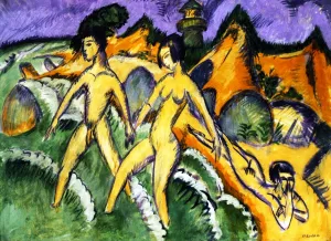 Striding into the Sea by Ernst Ludwig Kirchner Oil Painting