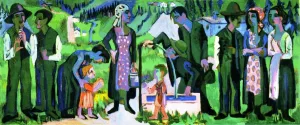Sunday in the Alps: Scene at the Well by Ernst Ludwig Kirchner Oil Painting