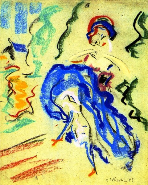 Main Product Photo of Tanzerin mit Blauem Rock Painting by Ernst Ludwig Kirchner