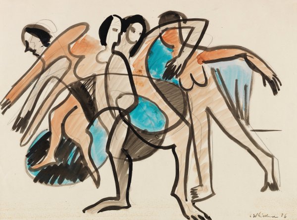 Tanzgruppe  by Ernst Ludwig Kirchner - Hand-Painted Oil Painting Reproduction