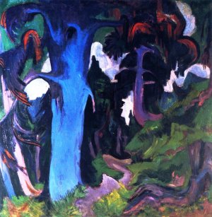 The Blue Tree, Bergwald Oil painting by Ernst Ludwig Kirchner