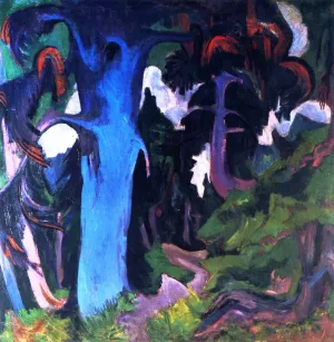 The Blue Tree, Bergwald Oil painting by Ernst Ludwig Kirchner