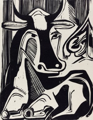 The Large Cow Lying Down by Ernst Ludwig Kirchner Oil Painting