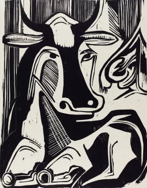 The Large Cow Lying Down by Ernst Ludwig Kirchner Oil Painting