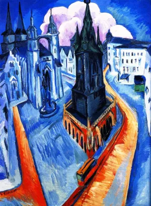 The Red Tower at Halle by Ernst Ludwig Kirchner Oil Painting