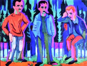 Three Artists: Hermnn Scherer, Kirchner, Paul Camenisch Oil painting by Ernst Ludwig Kirchner